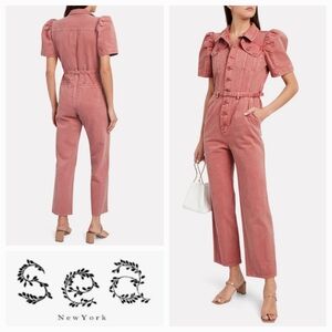 SEA NEW YORK Corbin Puffed Sleeve Denim Jumpsuit Size 4